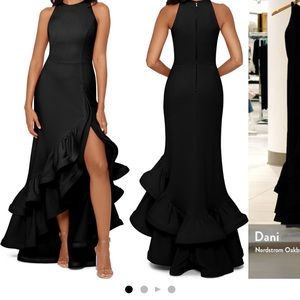 Besty & Adam Ruffle Halter Crepe Gown  Size:8